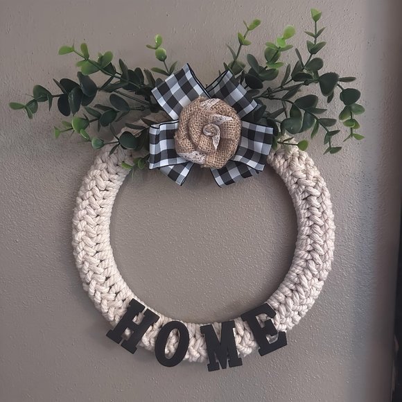 New Handmade Modern Farmhouse "HOME" 10" Wreath - Picture 1 of 6